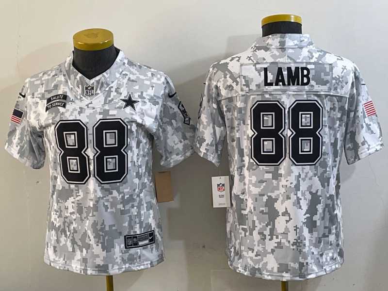 Women%27s Dallas Cowboys #88 CeeDee Lamb 2024 FUSE Arctic Camo Salute to Service Limited Stitched Jersey Dzhi